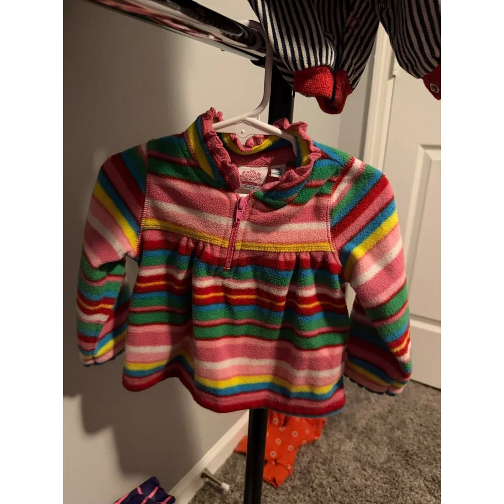 Vintage The Children's Place Fleece Quarter Zip Rainbow Stripe Toddler 18M Y2K
